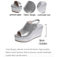 thumbnail image 6 of Rokment Women's Platform Wedge Gladiator Dressy Sandals Fashion Casual Metallic Leather Peep Toe Chunky High Heels Elastic Slingback Summer Shoes for Ladies Silver Size 6.5, 6 of 8