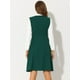 thumbnail image 4 of Disfraz de Halloween Vestido camisero de manga larga con cinturón y cuello vuelto en contraste vintage para mujer Verde S, 4 of 5