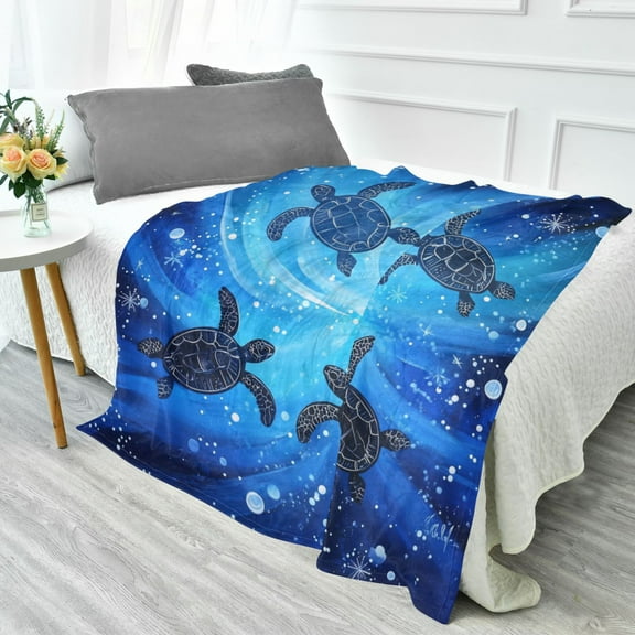 70x55 Inches Glow in The Dark Blanket Cozy Throw Camping Blankets for Home and Outdoor Use Small Sea Turtles