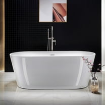 Woodbridge 67" Acrylic Freestanding Bathtub Contemporary Soaking Tub with Chrome Overflow and Drain,White Tub