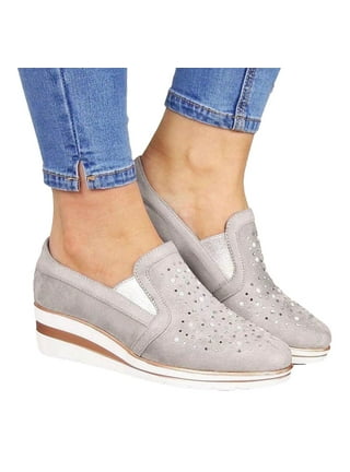 Grey suede wedge sneakers sale