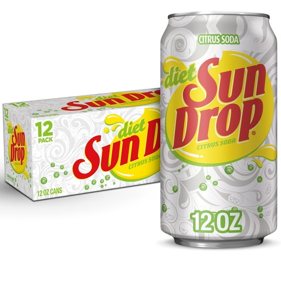 Diet Sun Drop Citrus Soda Pop, 12 fl oz, 12 Pack Cans