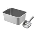 thumbnail image 1 of Bandeja de arena para gatos, bandeja de arena para gatos de acero inoxidable, fácil de limpiar, resistente, recipiente para lavabo de arena para gatos 40x30x15cm, 1 of 8