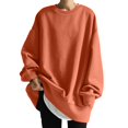 thumbnail image 4 of Tunic Shirts for Women Winter Fall Loose Crewneck Long Sleeve Bell Off the Shoulder with Pocket Plain Leisure Cotton Pullover Sweatshirts(Orange,XXL), 4 of 5