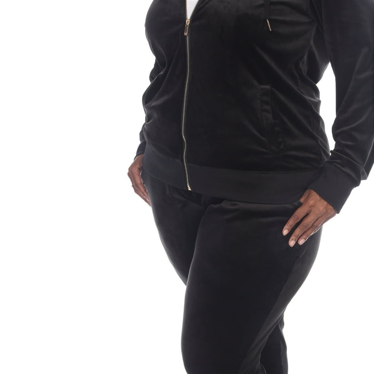 White Mark Women's Plus Size Velour Tracksuit Set, Hoodie
