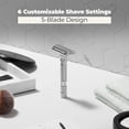 thumbnail image 4 of Rockwell Razors T2 Adjustable Safety Razor for Men with 5 Razor Blades, White Chrome, 4 of 6