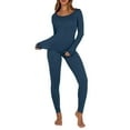 thumbnail image 2 of PRINxy Women's Underwear Set Slim Fit Crew Neck Top and Leggings Soft Comfy Base Layer Sleepwear Suit 2 Piece Loungewear for Night Use Dark Blue L, 2 of 8