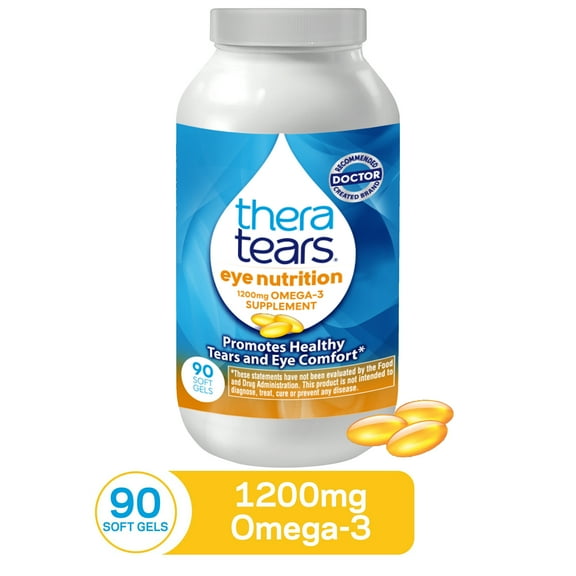 TheraTears 1200mg Omega 3 Supplement for Eye Nutrition, Daily Use, 90 Count