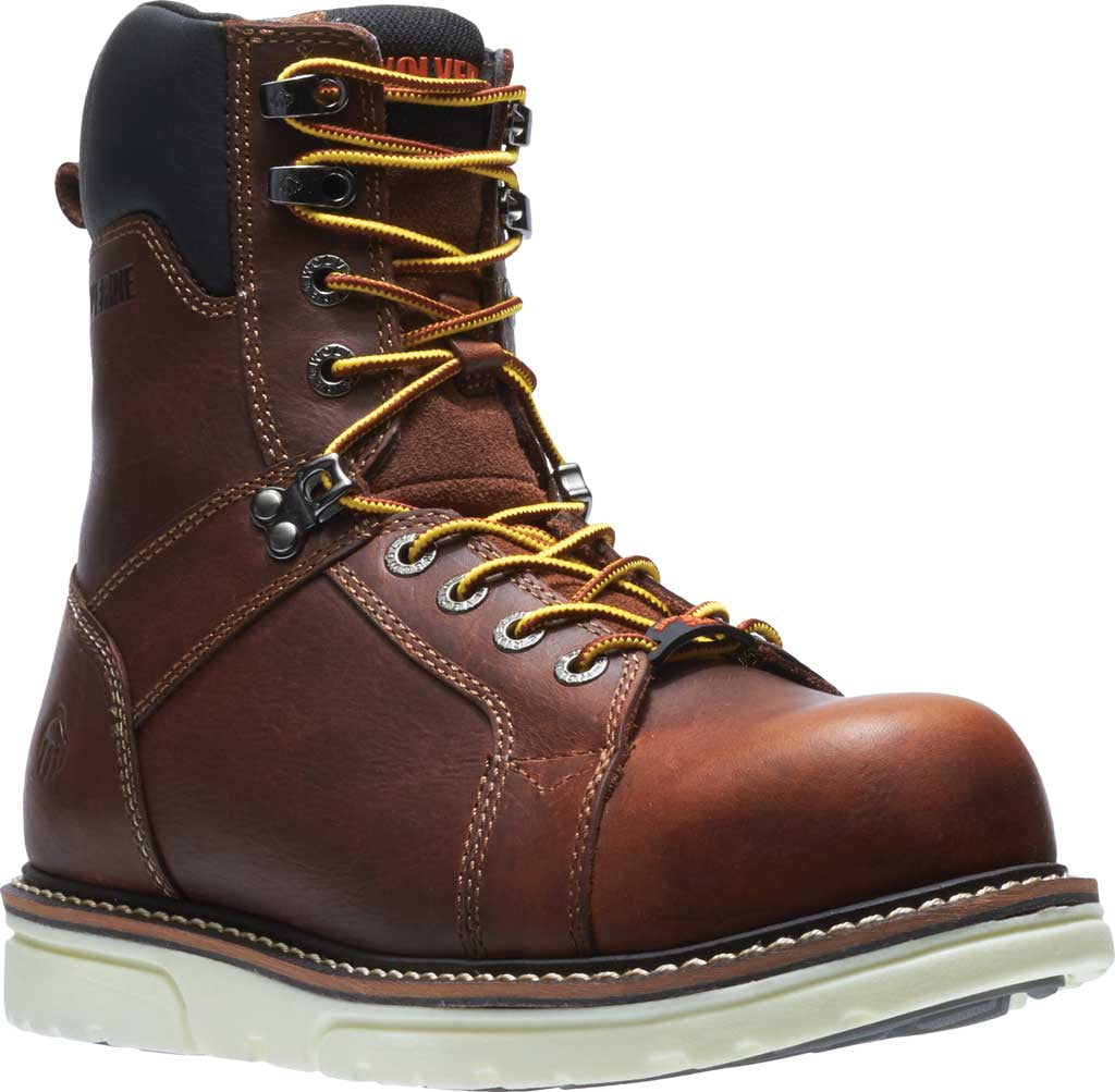 Brown W01519 Wolverine Mens 8 inch DuraShocks Wedge Heel Work Boots