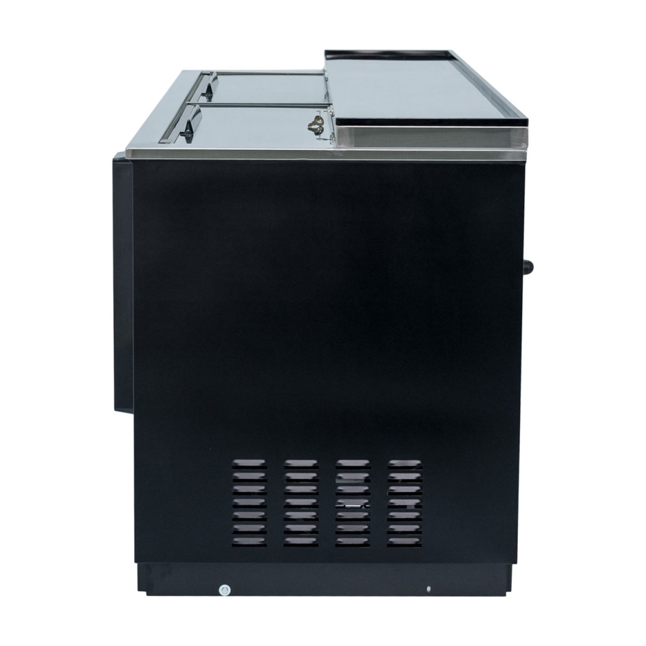 65 in. W 18 cu. ft. Sliding Door Beer Cooler in Black
