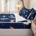 thumbnail image 5 of Manfei Cartoon Rocket Planets Zipper Twin Comforter Sets with Fitted Sheet and 2 Pillowcases,Celestial Space Stars Zipper Bedding Set,Blue,Colorful Stars Reversible,4pcs, 5 of 8