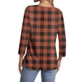 thumbnail image 6 of Fesfesfes Women's V-Neck Three Quarter Sleeve T-Shirts Raglan Styles Loose Styles Button Details Tops Casual Wear Fall Daily Routines(Orange#1,XL), 6 of 7