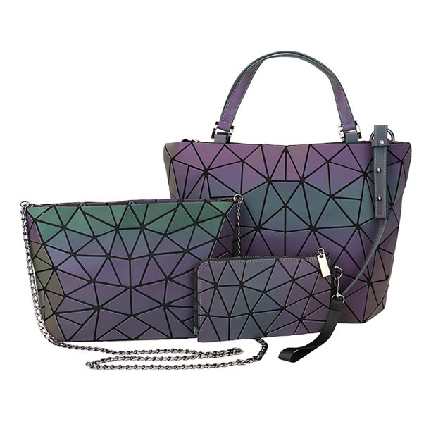 3pcs/set PU Geometric Luminous Shoulder Bag Crossbody Bag  display picture 3