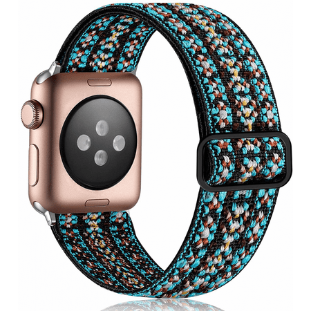 XIHAMA Elastic Band Compatible with Apple Watch SE 40mm 38mm, Breathable Soft Nylon Stretchy Strap for iWatch 40mm Series 6 5 4 3 2 1 Women Girls, Aztec Blue