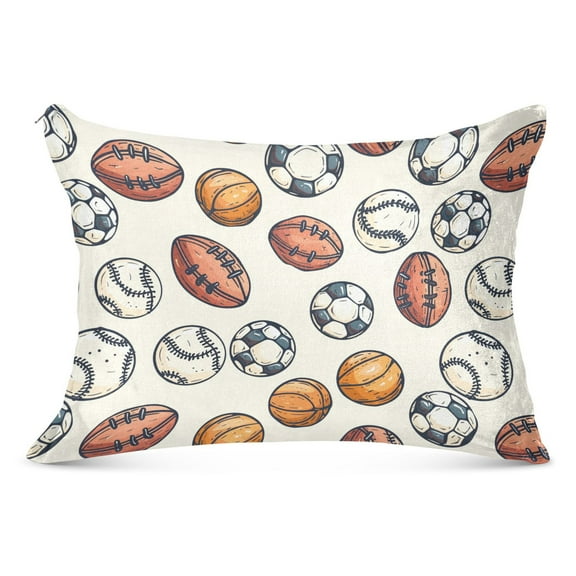 Plush Pillow Cases Standard Size Ultra Soft Warm Pillowcases with Zipper Rugby Baseball Soccer Basketball 20"x26"
