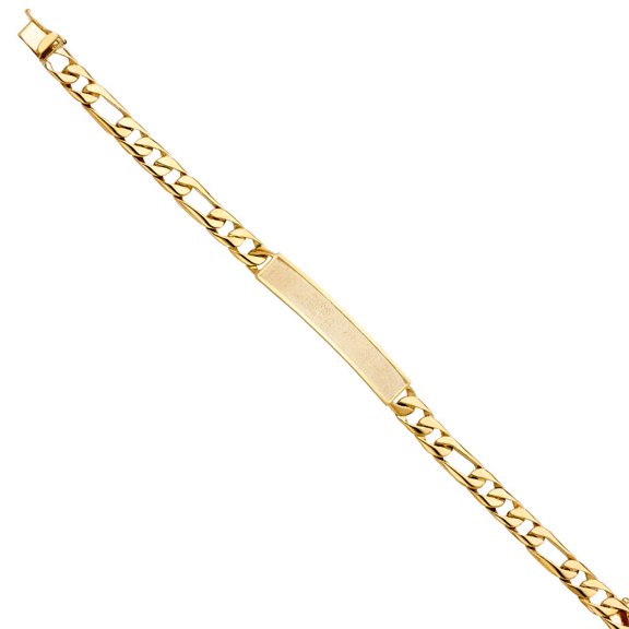 14K Figaro Link ID Bracelet - 8"