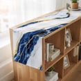 thumbnail image 6 of Marble Blue 70 Inch Table Runner, Gold Foil Ceramic Style Cracks Scratches Farmhouse Dresser Scarf Cotton & Linen Tablerunner for Dining/Kitchen Island/Holiday Party Décor 13" x 70", 6 of 9