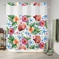 thumbnail image 6 of No Hook Shower Curtain with Built-in Rings - Tropical Coastal Washable Waterproof Fabric Bathroom Curtains for Hotel,Rentals, 72 X 72 Inch Long , Summer Shell Starfish Blue Green Pink, 6 of 9