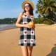 thumbnail image 3 of Easygdp Heart Black Buffalo Plaid Gingham para Vestido Transpirable de Mujer, Vestido Suelto de Manga Corta con Pliegues y Bolsillos para el Verano, 3 of 7