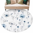 thumbnail image 2 of Blue Floral Spring Round Area Rug 5 FT, Non Slip Bedroom Rugs, Farmhouse Poppy Botanical Washable Soft Circular Carpet Non-Shedding Floor Mat for Kitchen Dining Room Foyer Balcony Dorm, 2 of 8