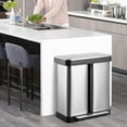 thumbnail image 6 of Dual Trash Can, Stainless Steel 2 x 9.5 Gal (36L+ 36L) Garbage Can, Steel Pedal Recycle Bin with Lid, Rectangular Hands-Free Kitchen Trash Can, 6 of 7