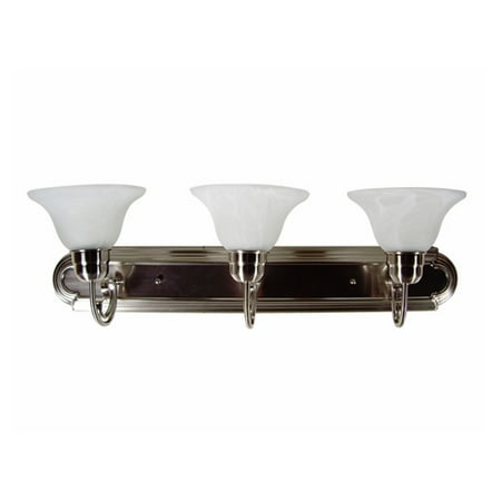 - Y-Decor Monica 3 Light Satin Nickel Finish Vanity Light Fixture with White Alabaster Glass