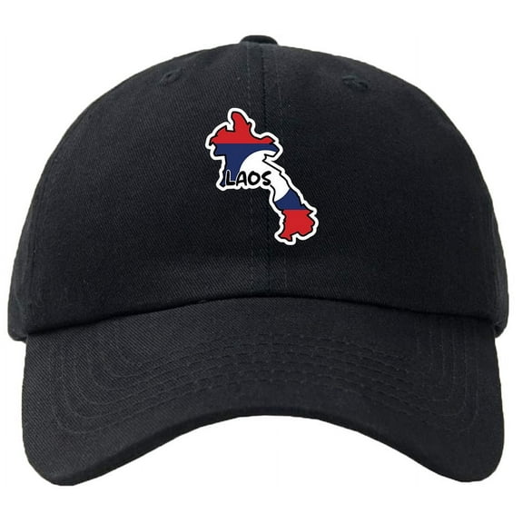 Laos Map Flag Baseball Cap Hat Hook & Loop Closure - Personalize it!
