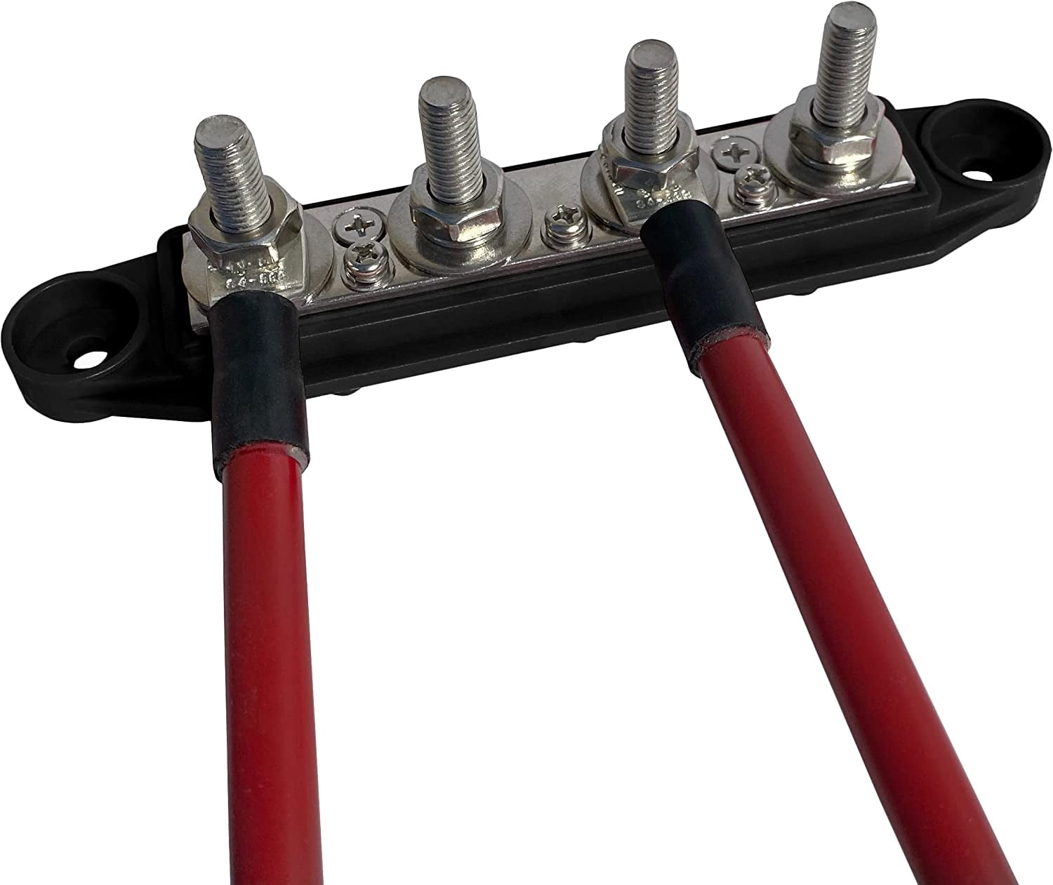 3/8" 4 Post Power Distribution Block Bus Bar with Cover M10 - 250 Amp Rating – Marine Bus Bar, Automotive, and Solar Wiring – Battery Terminal Distribution Block (3/8", Black)