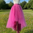 thumbnail image 4 of Bibifish Womens Skirts spring fall trendy Colorful Mesh Tulle Skirt Layered Asymmetrical Hem Short Front Long Back Elastic Waist Flowy A Line Skirts, 4 of 4