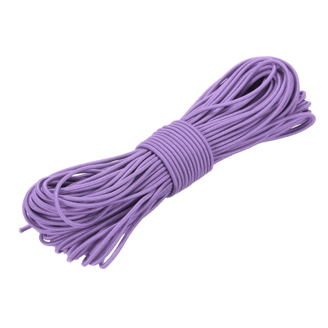 Cuerda elástica Uxcell, (3/32" x 98 pies, púrpura rosado) cuerda de poliéster resistente para proyectos de bricolaje, correa de kayak, sujeción de lona, toldo, navegación y camping.