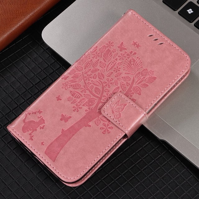 Funda de cuero con estampado de árbol tipo billetera para Samsung Galaxy A13 A14 A23 A24 A31 A34 A51 A52 A53 A54 S23 Ultra S22 Plus S21 FE S20 FE Tan Jianjun unisex
