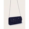 thumbnail image 4 of REMANLAND Women's Satin Glitter Pleated Evening Envelope Clutch Purse, Navy Blue, 4 of 8
