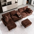 thumbnail image 1 of Noble House Canapé Sectionnel en Forme de U en Forme de Nuage, Équipé d'Un Fauteuil Inclinable Simple et d'Un Repose-Pieds Mobile, interface USB, Brun, 1 of 8