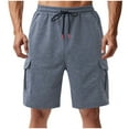 thumbnail image 2 of Coorders Men's Casual Cargo Shorts, Classic Relaxed Drawstring Stretch Elastic Waist Beach Shorts with Pockets, Dark Gray, M, 2 of 7