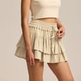 thumbnail image 2 of larppty Shorts for Women Ruffle Skorts Tiered Teen Girls Country Concert Outfits Golf Tennis Skort Under Sweater Skirt（Beige， S）, 2 of 6