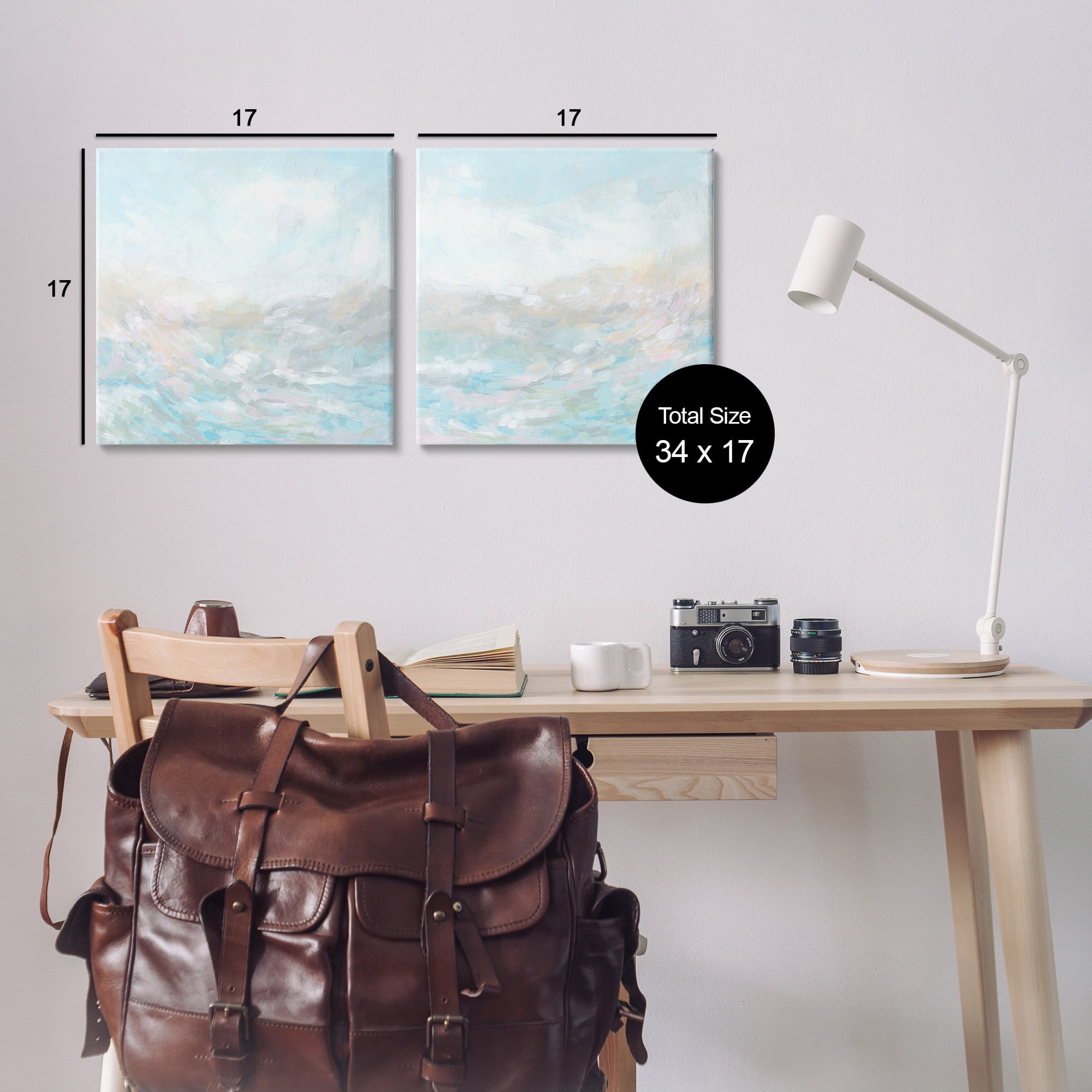 Stupell Industries Abstract Fog Landscape Landscape Painting Gallery Wrapped Canvas Art Print Wall Art, 17 x 17, Set of 2