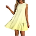 thumbnail image 1 of Vestido Corto para Mujeres Verano Moda Casual Impreso Lado Plisado Cuello Redondo sin Mangas, 1 of 7