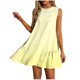 thumbnail image 1 of Vestido Corto para Mujeres Verano Moda Casual Impreso Lado Plisado Cuello Redondo sin Mangas, 1 of 7