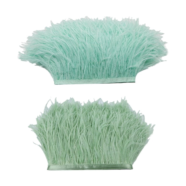 2 Colores De Adorno De Plumas De Para Manualidades De Costura 1 Yarda Verde Sunnimix Ribete de plumas de avestruz