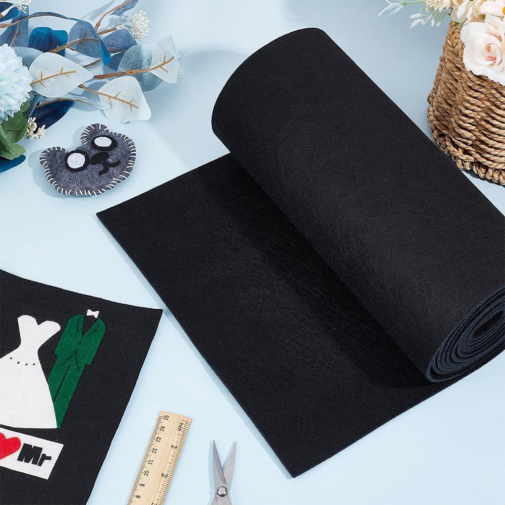 118x11.81 Inch Black Felt Roll 3mm Thick Craft Felt Fabric Soft Fabric Sheets for DIY Arts Crafts Decorations Patchwork Sewing Costumes Black