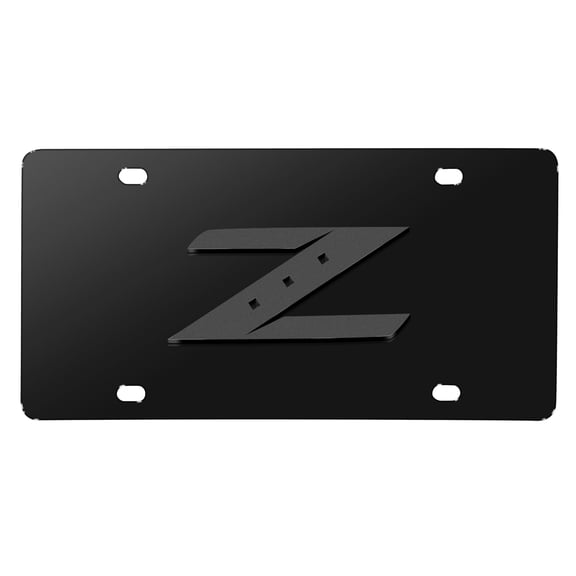 iPick Image for Nissan 350Z Z 3D Dark Gray Logo on Black Stainless Steel License Plate, Official Licensed