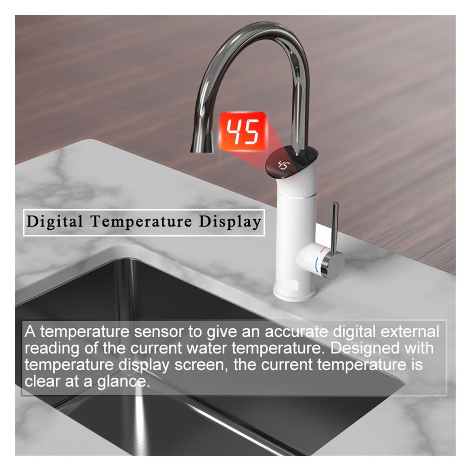 Kitchen Water Heater Flowing Electic Heater Tap Kitchen Faucet 2 in 1 Tankless Water Heating Instant Hot Geyser ,Easy Installation