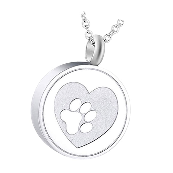 Pet Memorial Jewelry Stainless Steel Necklace With Paws Print Charm Pendants For Ashes And Hair Storage Remembrances Gift