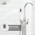thumbnail image 4 of CASAINC Single-Handle Floor-Mounted Bathtub Faucet High Flow Bathroom Tub Filler with Hand Shower, Brushed Nickel, 4 of 10