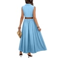 thumbnail image 6 of SAWOBUUN Womens Button Down Shirt Dress Sleeveless V Neck Lapel Maxi Dress Summer Casual Work Office Vacation Sundress, 6 of 8