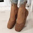 thumbnail image 5 of Miluxas Women's Polka Dots Ballet Flats Closed Square Toe Slip On Flat Shoes Brown 9.5(43), 5 of 9
