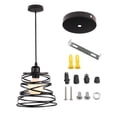 thumbnail image 4 of Lámpara colgante de doble jaula de hierro negra para comedor, decoración de dormitorio, casquillo E27, candelabro industrial con forma de resorte de 20 cm de diámetro, 4 of 6
