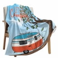thumbnail image 2 of Fleece Blanket Cartoon Caravan Summer Forest Blankets, Soft Cozy Warm Flannel Throw Blanket, Let's Go Camping Quote Blanket for Bed Couch Sofa,30x40In, 2 of 9
