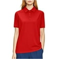 thumbnail image 2 of Fashion Olyvenn Quick Dry Workout Tops for Women Loose Short Sleeve Summer Casual Lapel Athletic Golf Tee Shirts Red XL, 2 of 8