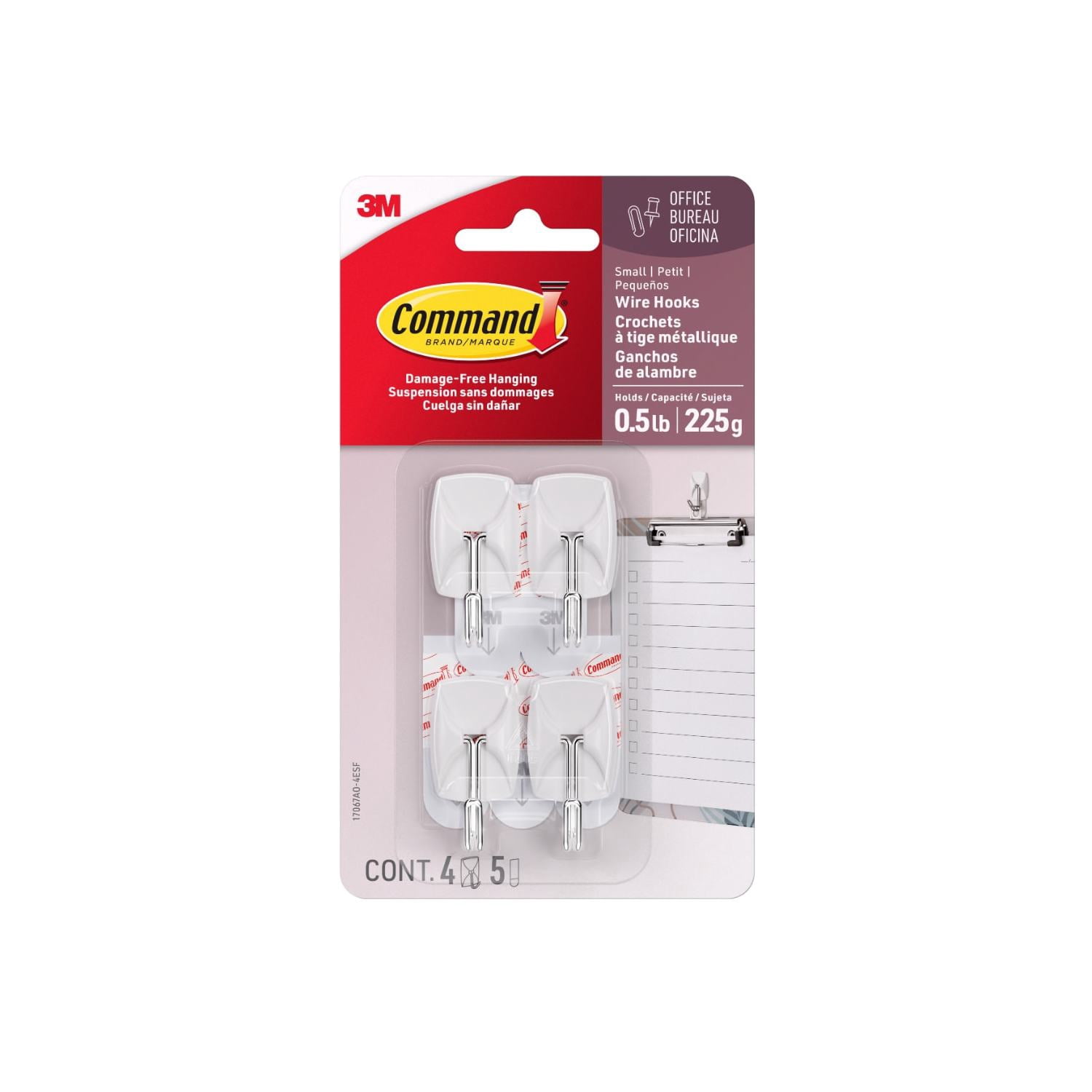 (3 pack) Command Small Wire Toggle Hooks, White, Damage Free Organizing, 4 Hooks and 5 Strips